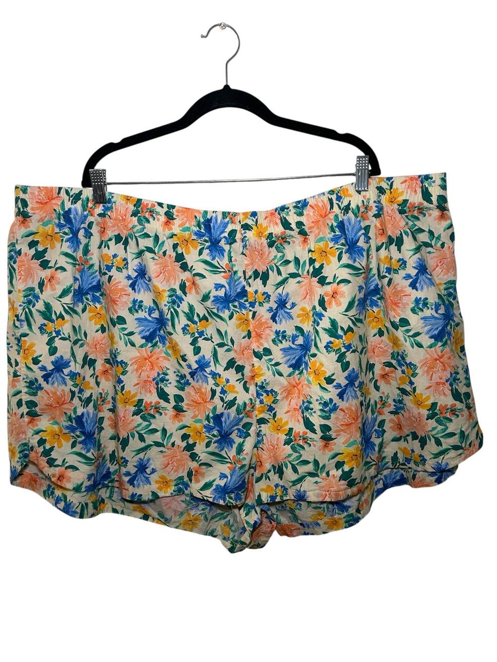 Floral Print Women’s Summer Shorts Blue Peach Light Comfort Lounge Plus Size 4XL